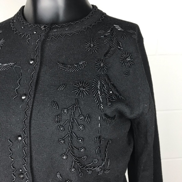 The Limited Sweaters - The Limited Black Bead Cardigan Sweater Small